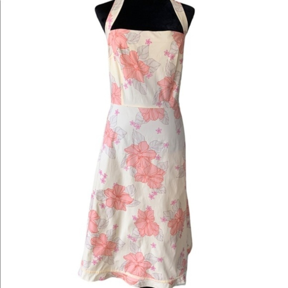 HALTER Top Fit and Flare Yellow Floral Dress